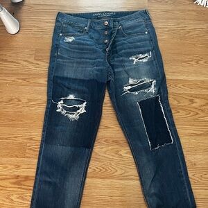 American Eagle Outfitters Blue Relaxed Distressed Jeans